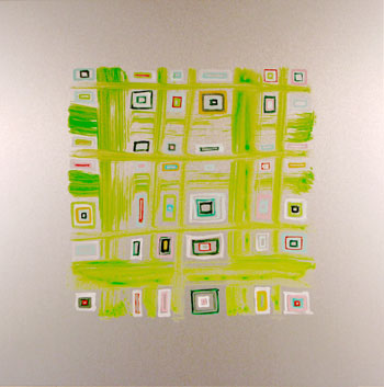 Ling-Wen Tsai, <i>little squares - 1</i>, 2009, acrylic on aluminum, 12� x 12�
