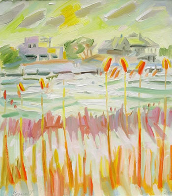 Margery Gosnell, <i>Beach House</i>, oil on paper