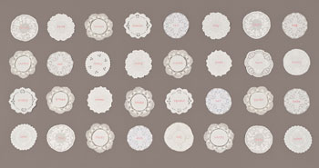 Allison Cooke Brown, <i>Her Doilies</i>, 32 assorted vintage doilies, cotton embroidery floss 