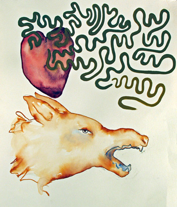 Lucinda Bliss, <i>Scarlet Letter,</i> Graphite pencil, ink, watercolor, and gouache, 2008